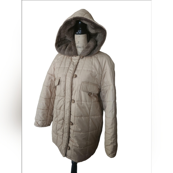 XL Tan London Fog Outdoors Unlimited Hooded Quilted Zip Up Jacket - Picture 2 of 13